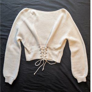 LF Stores - sweater with lace up bottom - size small